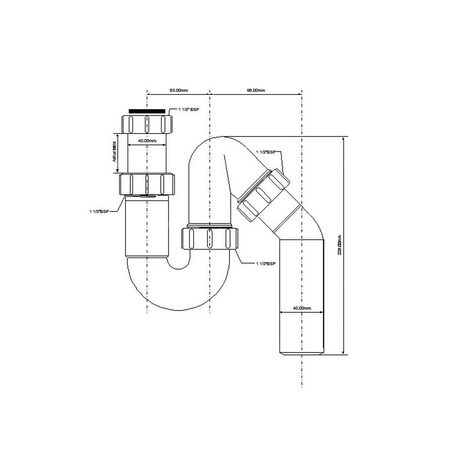 Syfon zlewozmywakowy rurowy 11/2"x40mm bez spustu