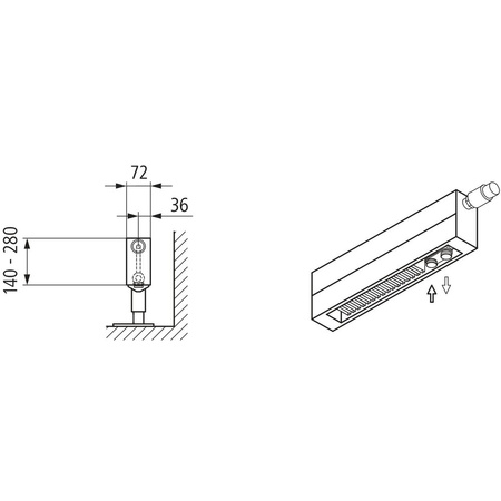 Konwektor Kermi V-Konvektor Typ21 BH140x72x5600mm QN3041, weiß, 6 bar, o. Abd., Vent. re