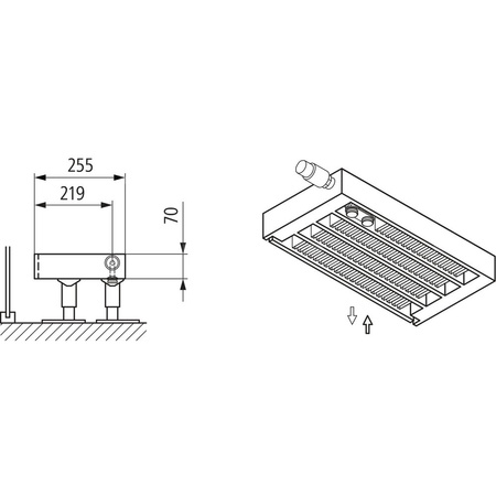 Konwektor Kermi V-Kon S Typ44 BH70x255x5000mm QN4665, weiß, 6 bar, m. Abd., Vent. re