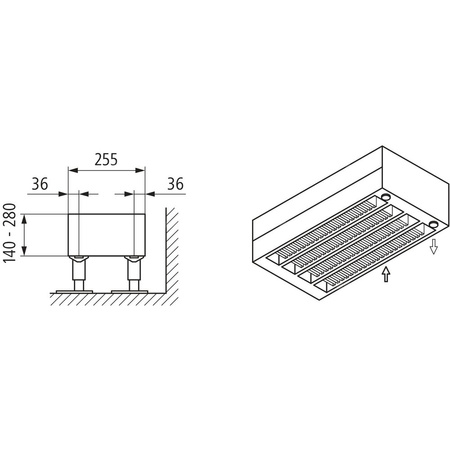 Konwektor Kermi Konvektor Typ54 BH70x255x2400mm QN2460, weiß, 6bar, o. Abd, AB 12