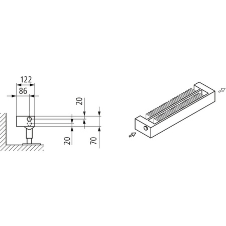 Konwektor Kermi Konvektor Typ22 BH280x122x5000mm QN5770, weiß, 6bar, o. Abd., AB Uni.