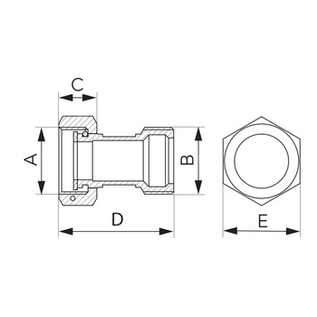 Półśrubunek prosty z uszczelnieniem płaskim, nakrętno-wkrętny  3/4x3/4