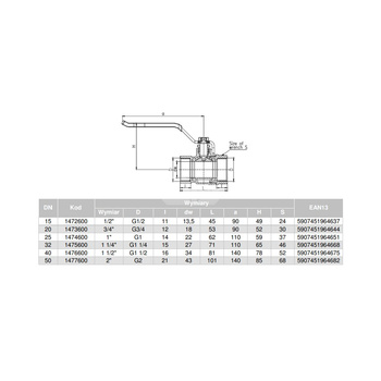 Zawór kulowy VALVEX Oro mosiądz niklowany, PN16 1 1/2'' GW, uchwyt: dźwignia