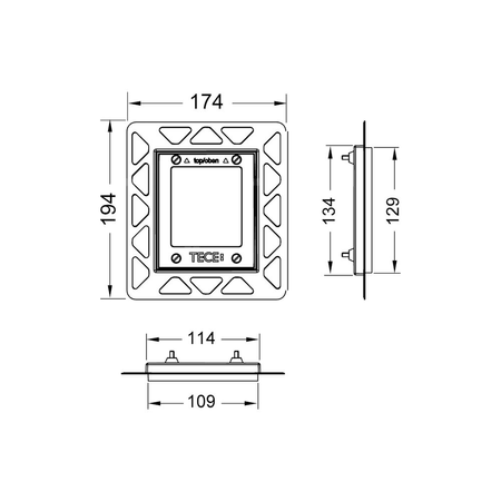 Ramka montażowa do pisuaru. Służy do montażu przycisków TECEloop/TECEsquare ze szkła, TECEnow oraz do instalacji TECEsquare z metalu w zabudowie suchej, biała TECE