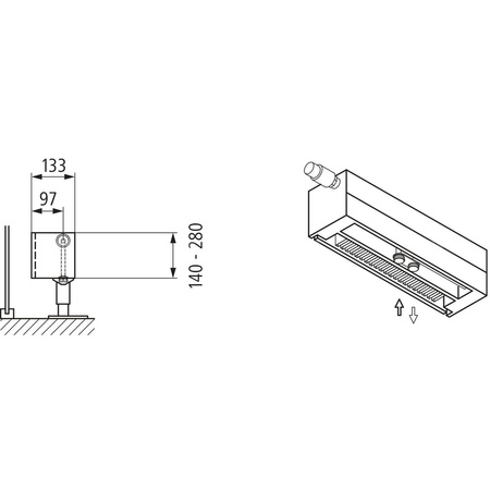 Konwektor Kermi V-Kon S Typ22 BH280x133x4600mm QN5106, weiß, 6 bar, m. Abd., Vent. re