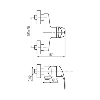 ANGELO Bateria natryskowa ścienna (bez akcesoriów)