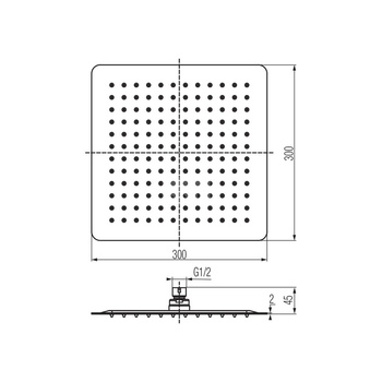 CARRE Głowica prysznicowa 300x300x2 mm chrom.
