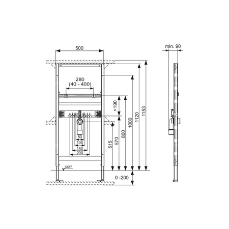 TECEprofil - stelaż montażowy pod umywalkę