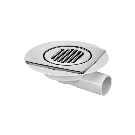 Wpust podłogowy wykonany z ABS z odpływem 50mm, czyszczony od góry z kratką ze stali nierdzewnej150x150mm