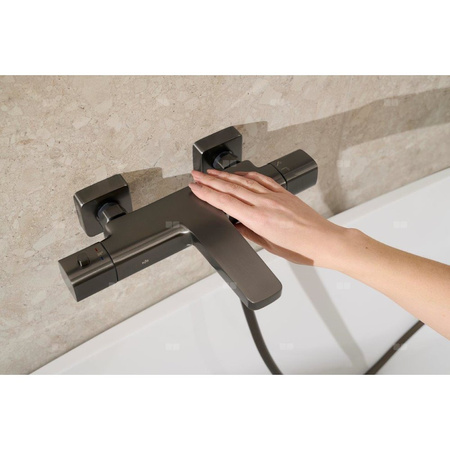 Bateria Malaga, termostatyczna, wannowa, ścienna, PVD gun metal grey