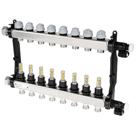 Rozdzielacz do ogrzewania podłogowego AFRISO ProCalida VA 1C 8-obieg. stal nierdzewna GZ 1'' x euroconus 3/4''