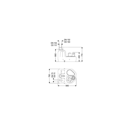 Przepompownia Aqualift F XL Mono, 1500W-S3, 400V200L, bez zasuwy odcinającej