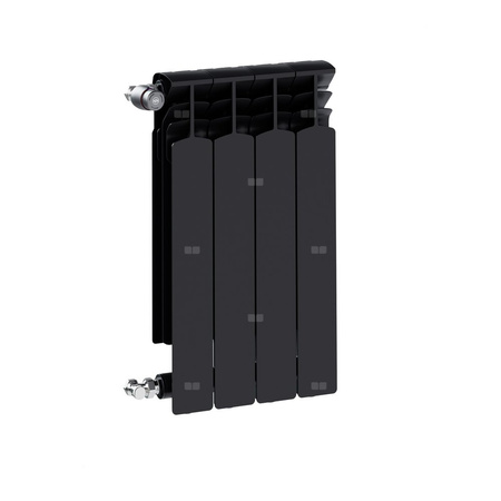 Grzejnik żeberkowy KFA Armatura G600F/4 aluminium, podłączenie boczne 672 x 322 mm, kolor czarny