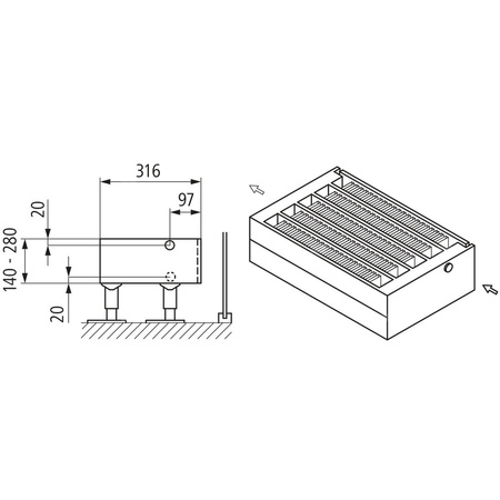 Konwektor Kermi Kon m. Str. Typ55 BH70x316x4000mm QN4388, weiß, 6bar, o. Abd, AB 12