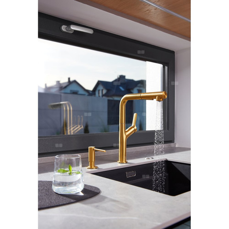 Bateria DUERO DESIGN kuchenna stojąca z wyciąganą i obrotową wylewką, gold
