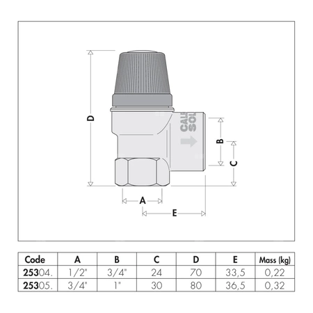 Zawór przelewowy CALEFFI dla instalacji solarnych mosiądz (chromowany) 3 bar GW 1/2'' x 3/4''