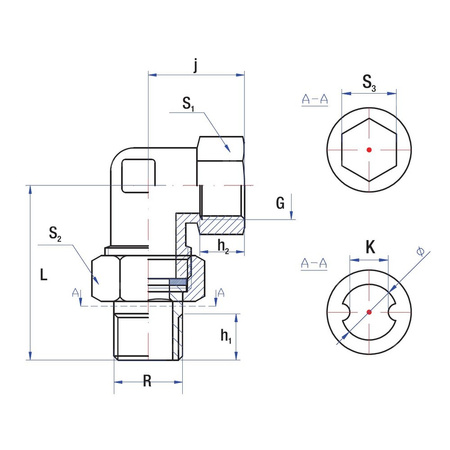 Śrubunek kątowy 90' RUMET fibra mosiądz 1/2'' x 1/2'' (gw x gz), z uszczelką