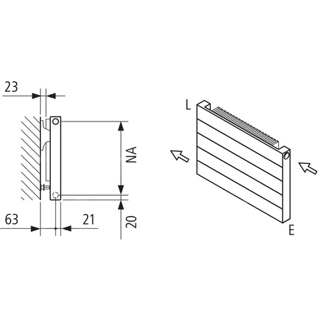 Grzejnik płytowy typ 11 KERMI HHN, z osłonami wym. 630 x 6000 mm, kolor biały, moc 4980 W