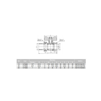 Zawór kulowy VALVEX Oro mosiądz niklowany, PN16 1/2'' GZ x GW z półśrubunkiem, uchwyt: motylek