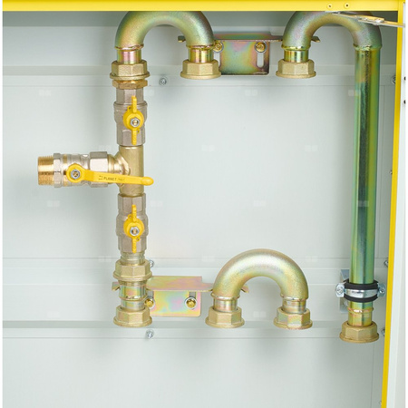 Punkt redukcyjno-pomiarowy na 2 gazomierze G4/G6, w pionie, w skrzynce z laminatu 670x870x250 - popielaty