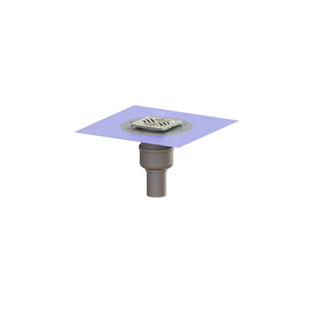 Wpust Ferrofix DN70, odpł.pion, z nasadką Variofix z ABS i kratką/ramą nierdz. 138x138, przeciwpośl., sys.125