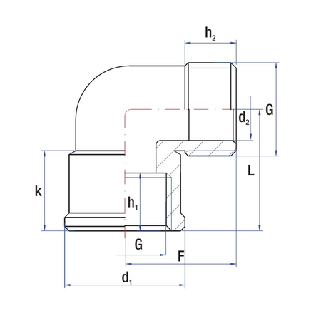 Kolano 90' RUMET mosiądz 1 1/4'' x 1 1/4'' (GZ x GW), 40 mm