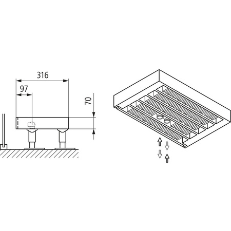 Konwektor Kermi Kon m. Str. Typ55 BH70x316x3000mm QN3291, weiß, 6bar, o. Abd, AB 12