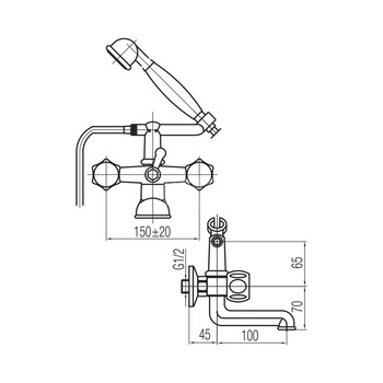 CLASS Bateria wannowa ścienna z akcesoriami