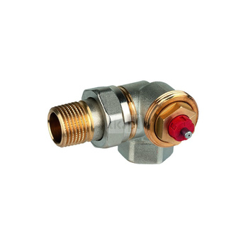Zawór termostatyczny, narożny prawy, wkładka FX, 3/8", gwint wewnętrzny, ze złączką do grzejnika z uszczelnieniem metal-metal