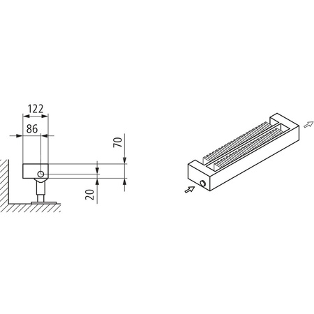 Konwektor Kermi Konvektor Typ22 BH280x122x2200mm QN2539, weiß, 6bar, m. Abd., AB Uni.