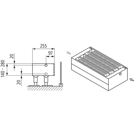Konwektor Kermi Kon m. Str. Typ44 BH210x255x700mm QN1338,weiß,6bar, m. Abd., AB Uni.