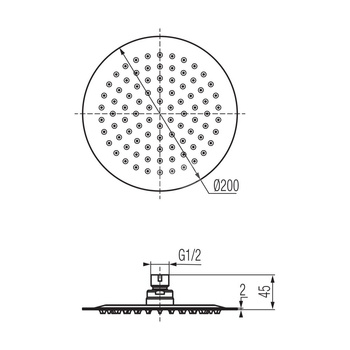 DIONE Głowica prysznicowa fi200x2 mm chrom.