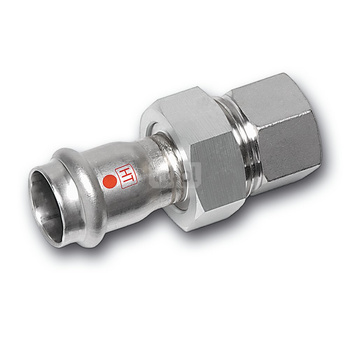 Śrubunek SANHA NiroTherm Industry z uszczelką trzyczęściowy, stal nierdzewna, 15 mm x 3/4'' (zw x GW)