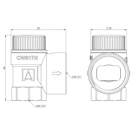 Zawór bezpieczeństwa AFRISO MSW sprężynowy mosiądz 8 bar GW x GW 3/4'' x 1''