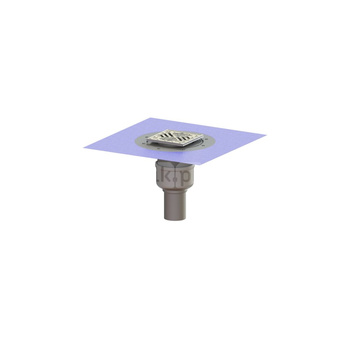 Wpust Ferrofix DN70, odpł.pion, z nasadką Variofix z ABS i kratką/ramą nierdz. 138x138, przeciwpośl., sys.125