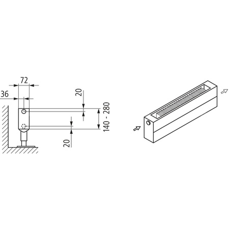 Konwektor Kermi Konvektor Typ21 BH140x72x2200mm QN1195,weiß,6bar,o. Abd.,AB Uni.
