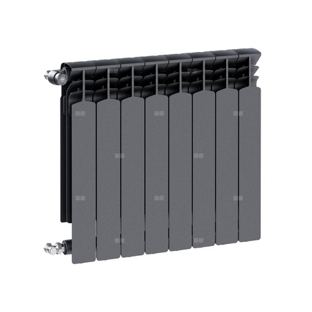 Grzejnik żeberkowy KFA Armatura G600F/8 aluminium, podłączenie boczne 672 x 644 mm, kolor grafit