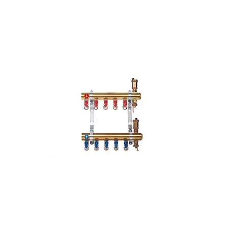 Rozdzielacz hydrauliczny VALVEX Proff K2 MINI-4 mosiądz (ocynk), odgałęzień: 4 (1/2''), do CO + zawory odcinające