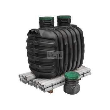 Epureco4 2100L zestaw drenaż - przydomowa jednozbiornikowa oczyszczalnia z drenażem, oczyszczalnia drenażowa dla 1-4 RLM, tworzywowa oczyszczalnia mechaniczna , plastikowa oczyszczalnia ekologiczna , drenażówka , zestaw z tunelami , zestaw z komorami , pr
