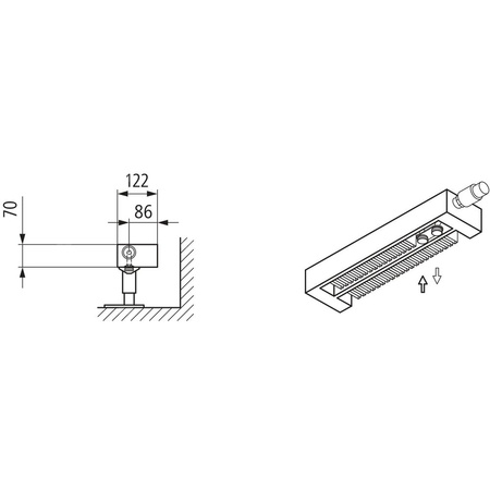 Konwektor Kermi V-Konvektor Typ22 BH210x122x1300mm QN1270, weiß, 6 bar, o. Abd., Vent. re