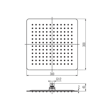 CARRE Głowica prysznicowa 300x300x2 mm chrom.