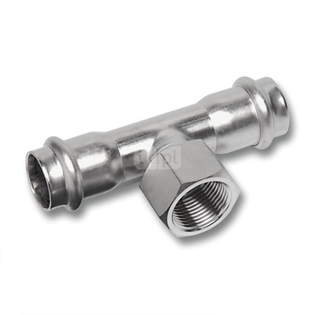 Trójnik SANHA NiroSan Press stal nierdzewna 18 mm x 3/4'' x 18 mm (zw x GW x zw)