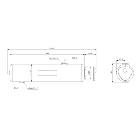 Dogrzewacz przepływowy BEH 463 z grzałką o mocy 3,0 kW, 230 V AC, 2x GW G1 1/4'', 1x GW G1/2''