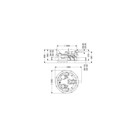 MODUŁ TECHNICZNY MONO ECOLIFT XL POMPA 400V SPF3000-S3 z automatyczną klapą zwrotną do ścieków czarnych do swob. ustawienia lub połączenia ze studz.