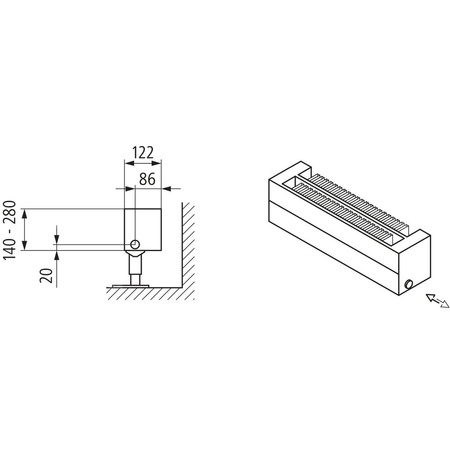 Konwektor Kermi Konvektor Typ22 BH70x122x1500mm QN608, weiß, 6bar, o. Abd, AB 14