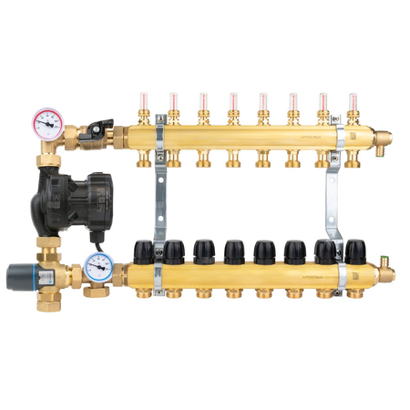 Grupa pompowa AFRISO BTU 501 AP nakrętka x nakrętka 1'' x 1'', z zaworem termostatycznym, z pompą obiegową AFRISO APH 160 15-7/130 mm