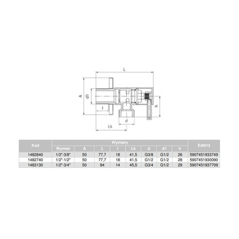 Zawór wodny VALVEX Vega GZ 1/2'' x GZ 3/4''