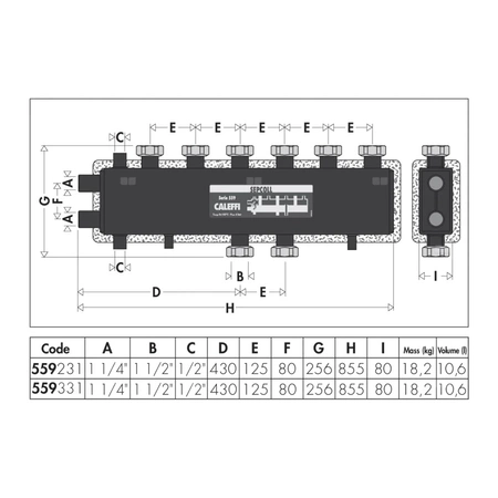SEPCOLL 3+1 Rozdzielacz ze sprzęgłem hydraulicznym do instalacji grzewczych, 125 mm