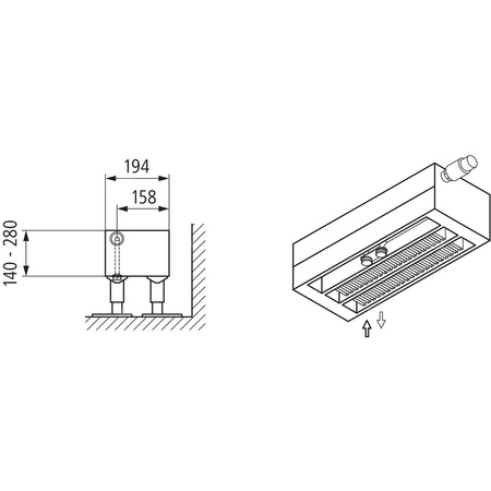 Konwektor Kermi V-Konvektor Typ43 BH210x194x2400mm QN3936, weiß, 6 bar, o. Abd., Vent. re