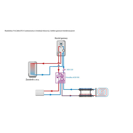 Rozdzielacz do ogrzewania podłogowego AFRISO ProCalida EF1 K 9-obieg. poliamid GZ 1'' x euroconus 3/4'' + przepływomierz + zawór napełn/spust